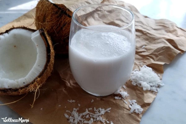 Homemade coconut milk and protein smoothie