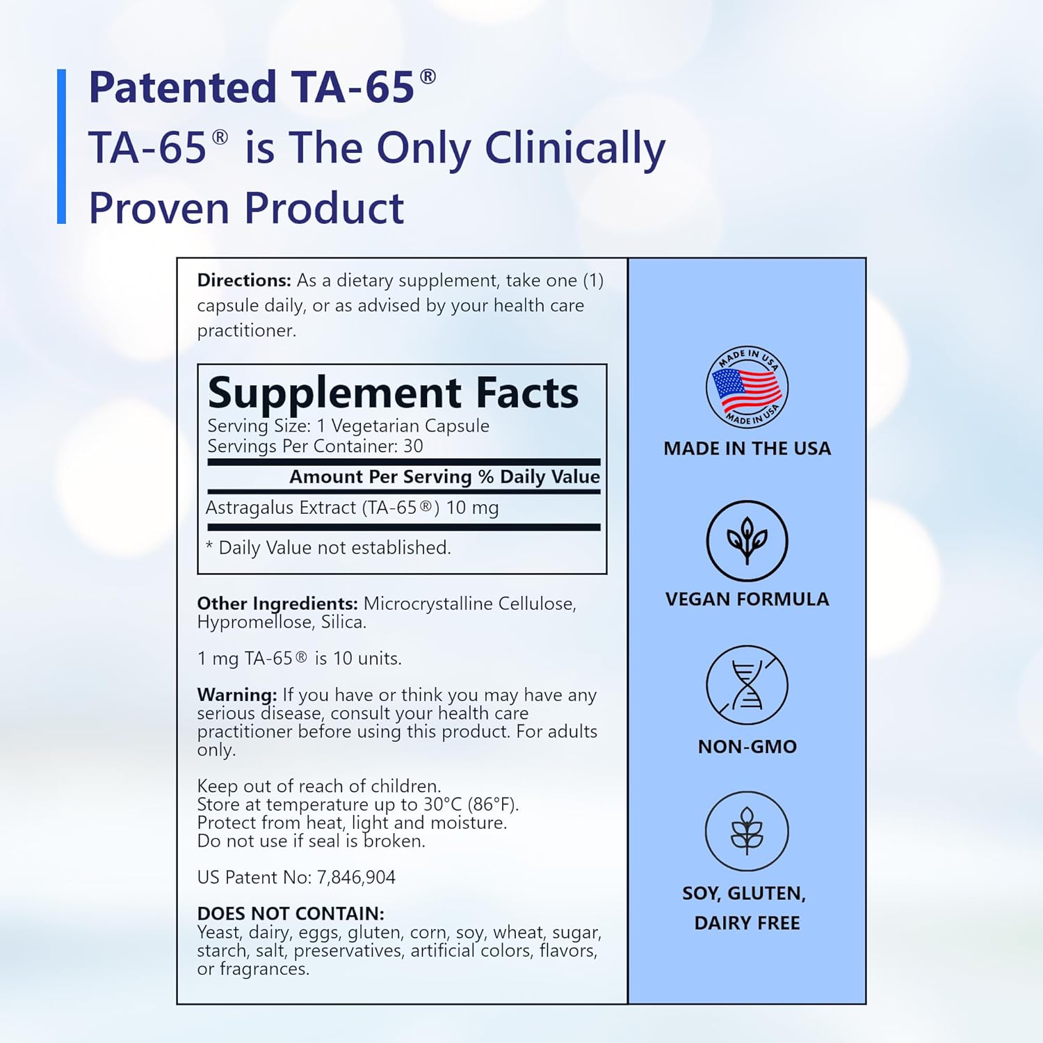 TA-65MD® Telomerase Activation Supplement - 30 Capsules - T.A. Sciences