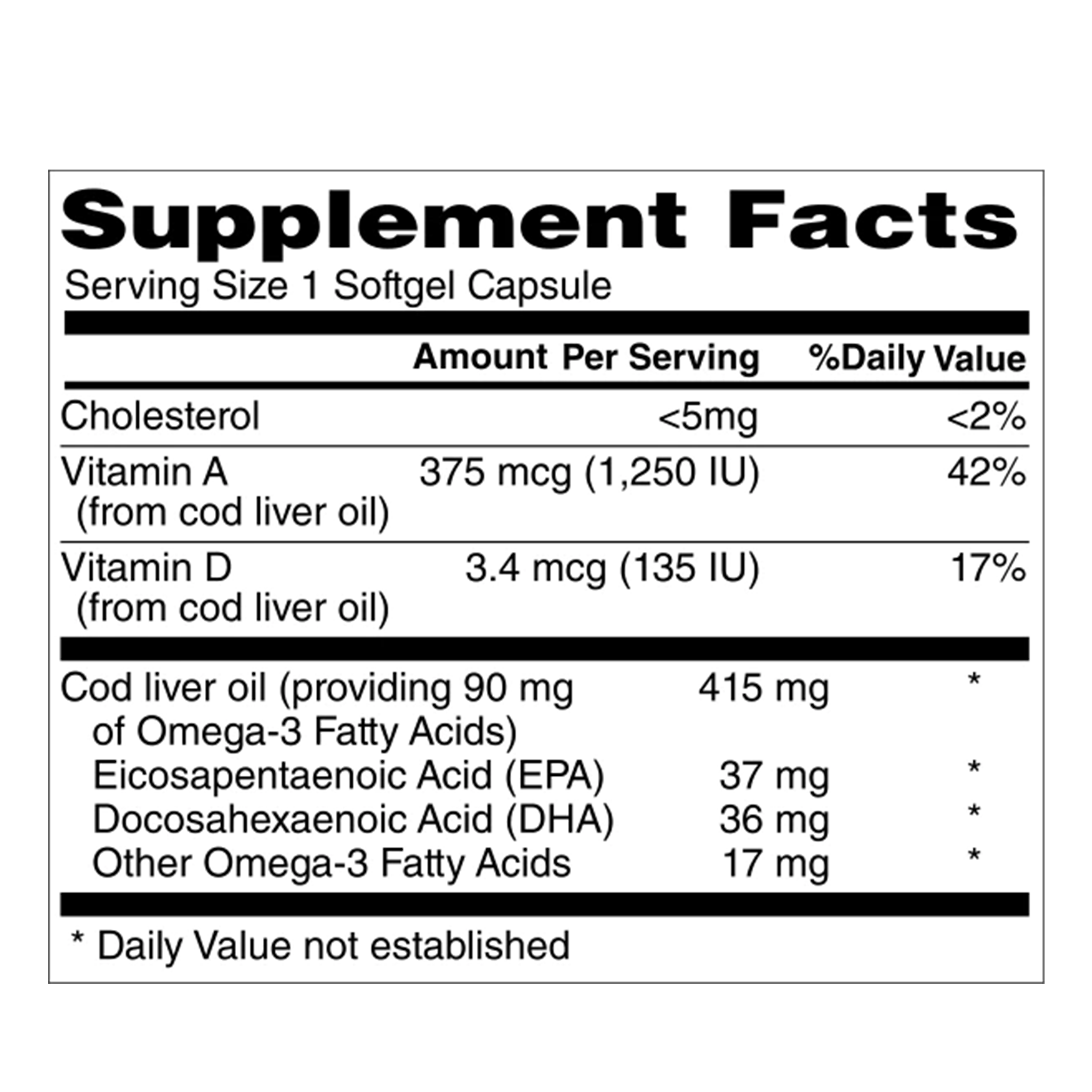 FIQ Cod Liver  Oil Softgels - 100 gelcaps - Formula IQ (2 bottles order)