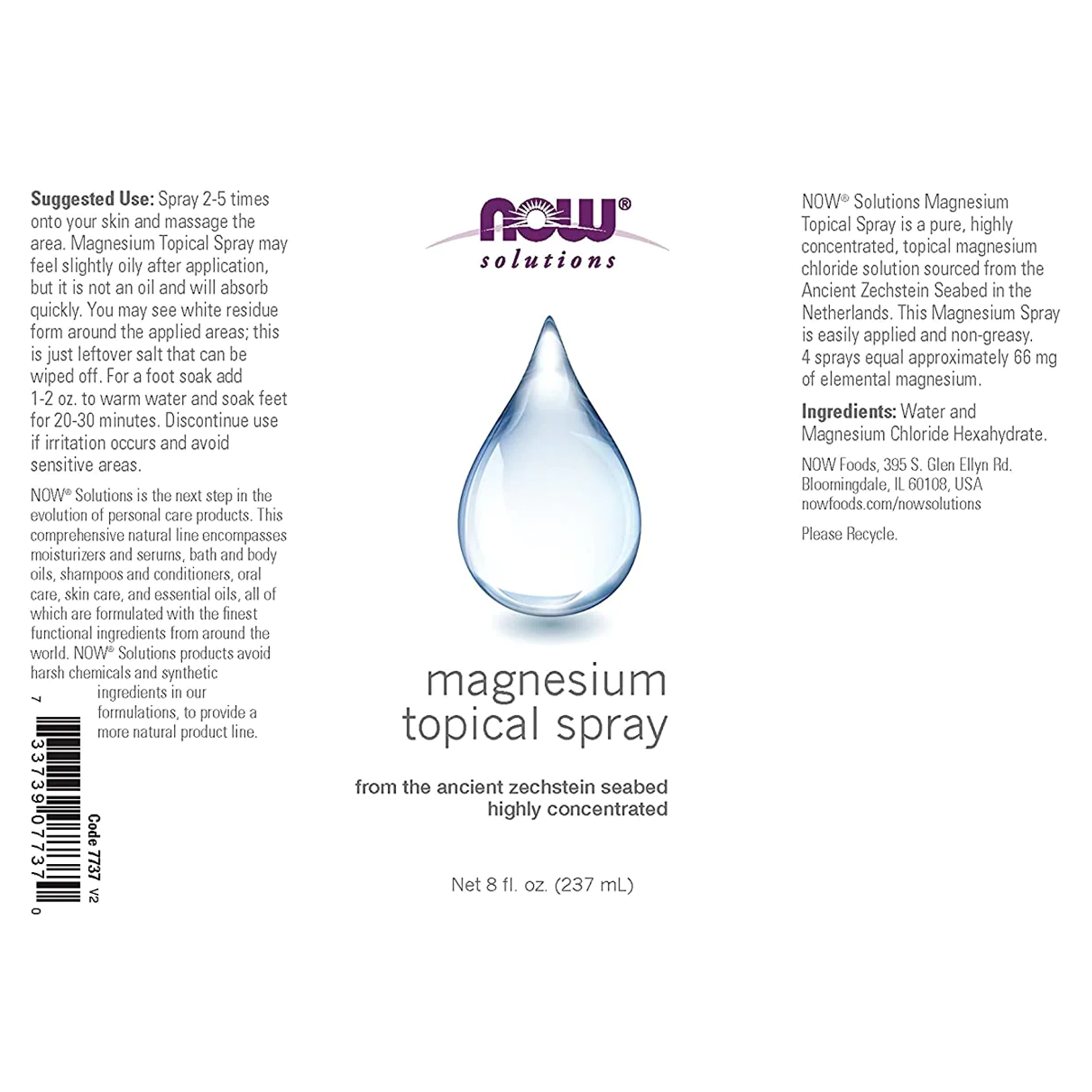 Magnesium Topical Spray - 8oz - Now Foods