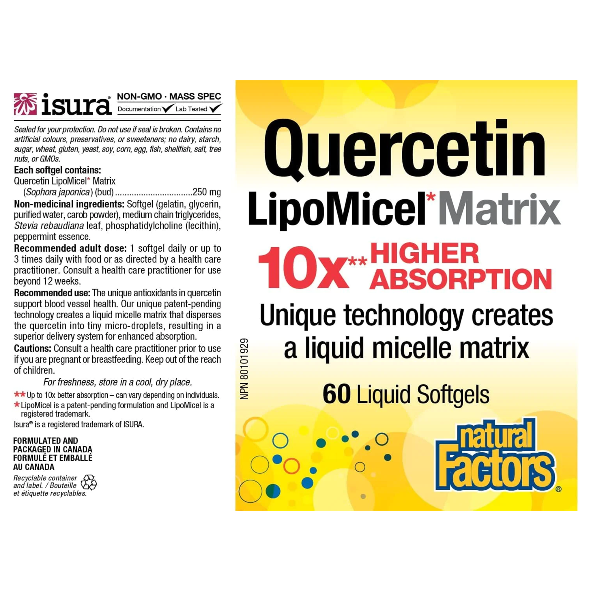 Quercetin LipoMicel Matrix Liquid Softgels | Natural Factors USA - 60 caps