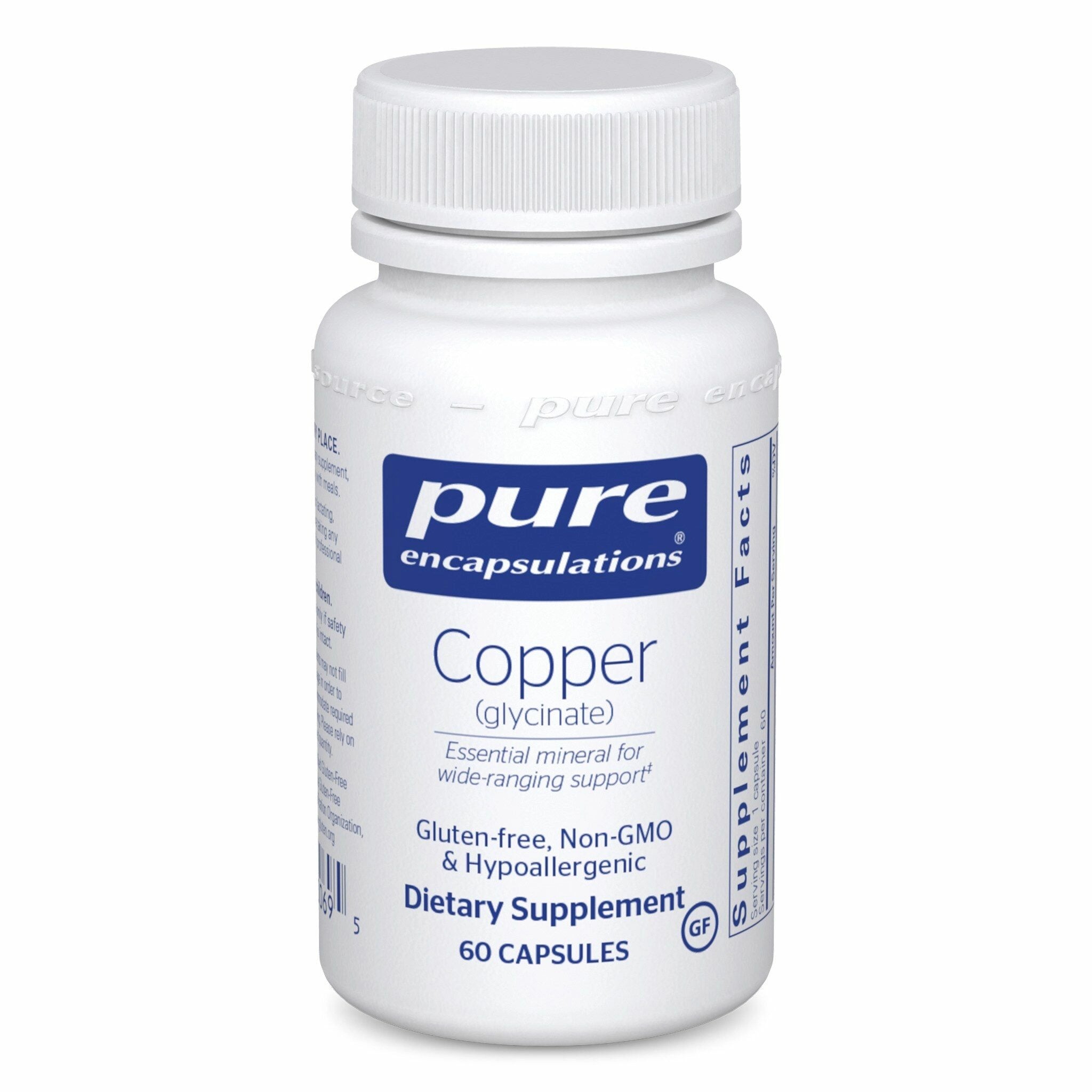 Pure Encapsulations Copper Glycinate 60's - 2 mg Copper Supplement - 60 capsules