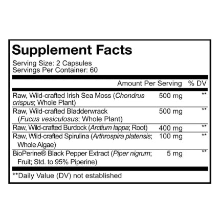 Codeage Raw Wildcrafted Sea Moss Supplement - 120 capsules