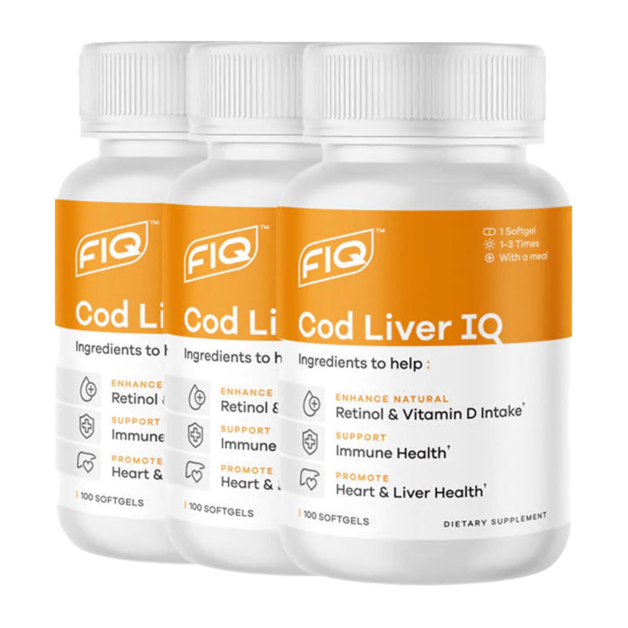 Cod Liver Oil - 100 gelcaps - Formula IQ (3 bottles per order)