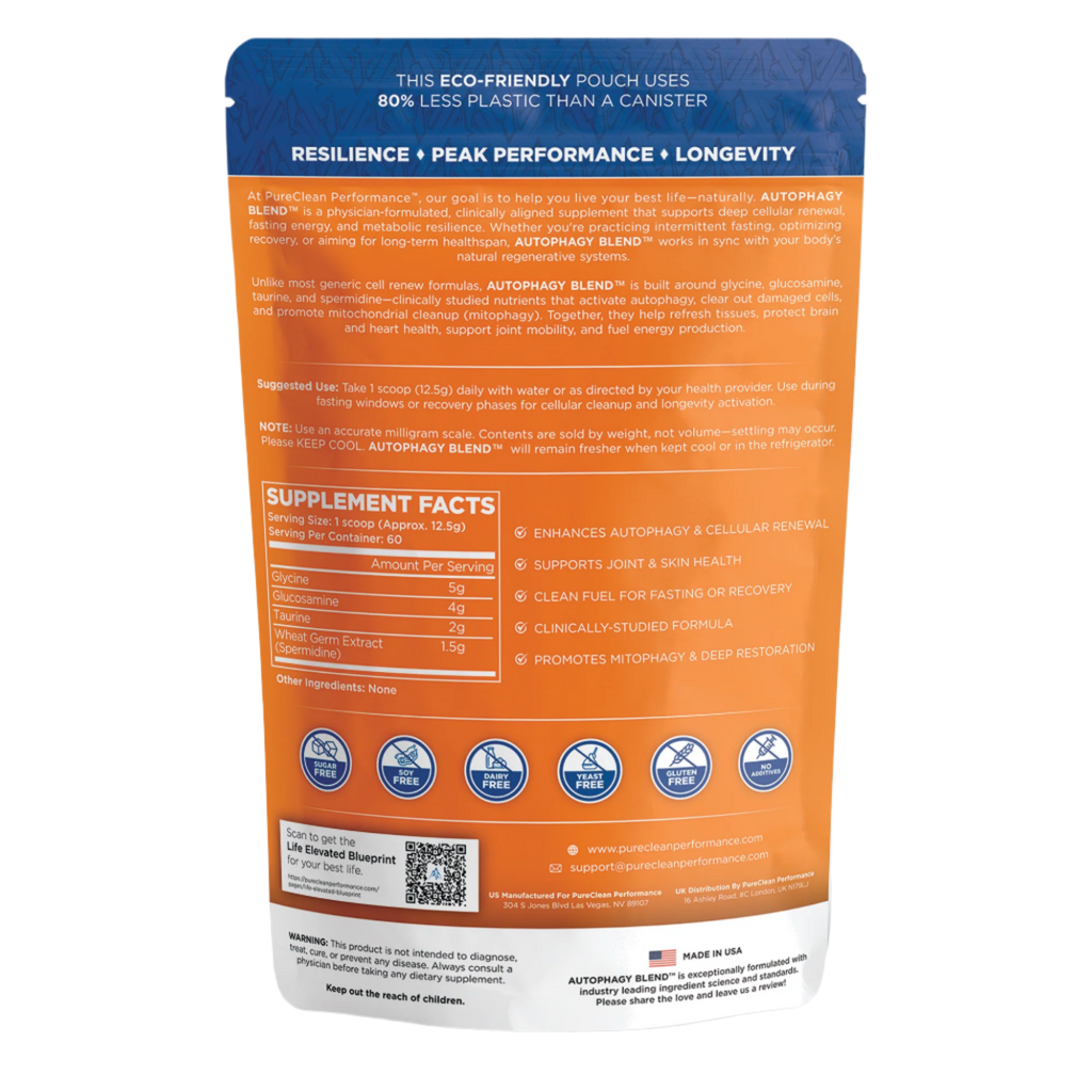 Spermidine Autophagy Blend - 60 servings- 15mg Spermidine, 5g Glycine, 2g Taurine, 4g Glucosamine
