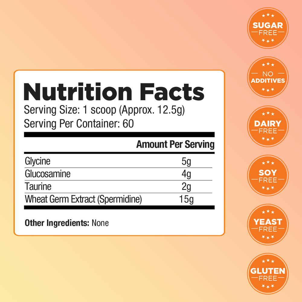 Autophagy Blend - 60 servings- 15mg Spermidine, 5g Glycine, 2g Taurine, 4g Glucosamine