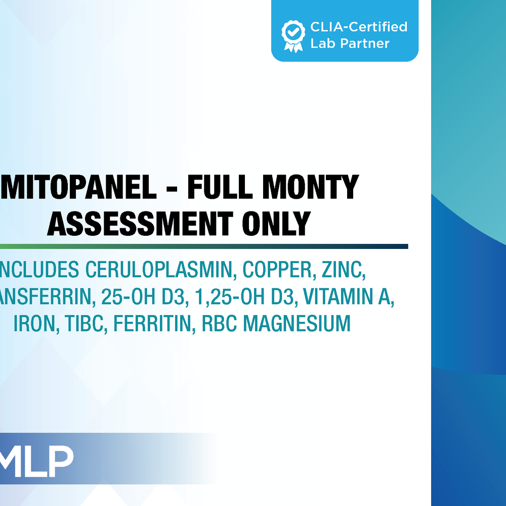 MitoPanel - Full Monty Assessment Only  Includes Ceruloplasmin, Copper, Zinc, Transferrin, 25-OH D3, 1,25-OH D3, Vitamin A, Iron, TIBC, Ferritin, RBC Magnesium